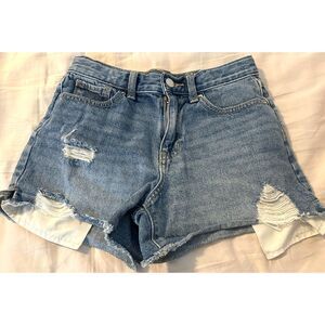 Old Navy Girl's High-Waisted Exposed-Pocket Jean Shorts Denim Built Tough Sz 12